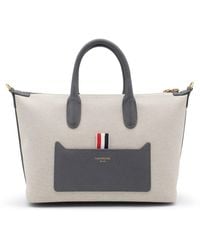 Thom Browne - Canvas And Leather Tote Bag - Lyst