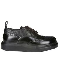 Alexander McQueen - Black Leather Derby Low-top Sneakers - Lyst