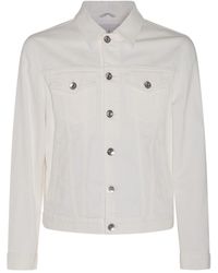 Brunello Cucinelli - White Cotton Denim Jacket - Lyst