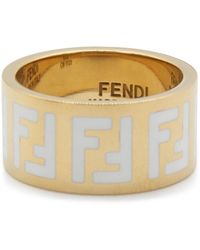 Fendi - Gold Metal And White Forever Ring - Lyst
