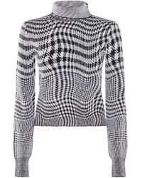 Burberry - White And Black Wool Blend Jumper - Lyst