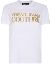 Versace - White And Gold-tone Cotton T-shirt - Lyst