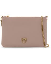 Pinko - Powder Pink Leather Classic Flat Love Wallet Chain - Lyst