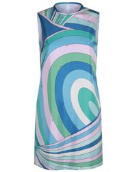 Emilio Pucci - Blue And Multicolor Silk Mini Dress - Lyst
