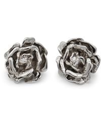 Blumarine - Silver Metal Rose Earrings - Lyst