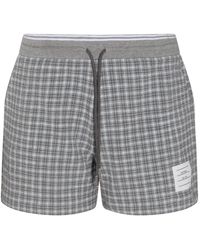 Thom Browne - Grey And White Cotton Blend Shorts - Lyst