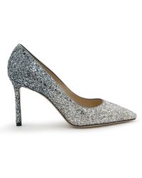 Jimmy Choo - Silver And Dusk Blue Leather Romy Pumps - Lyst
