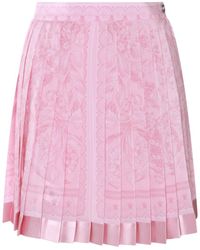 Versace - Pink Silk Barocco Skirt - Lyst