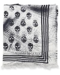 Alexander McQueen - Black And White Modal Scarf - Lyst