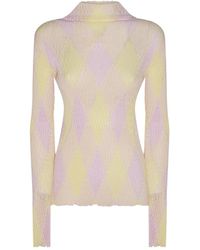 Burberry - White And Cream Cotton Knitwear - Lyst