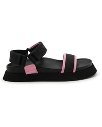 Moschino - Black And Pink Logo Sandals - Lyst