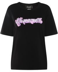DSquared² - , Pink And White Cotton T-shirt - Lyst