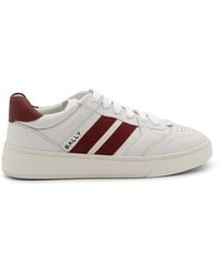 Bally - White And Red Leather Sneakers - Lyst