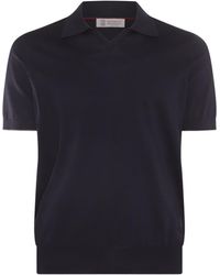 Brunello Cucinelli - Blue Cotton Polo Shirt - Lyst