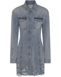 7 For All Mankind - Blue Cotton Dress - Lyst