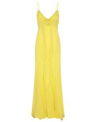 Blumarine - Yellow Silk Maxi Dress - Lyst