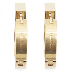 Ferragamo - Gold Metal Logo Earrings - Lyst
