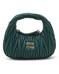 Miu Miu - Green Leather Wander Hobo Shoulder Bag - Lyst