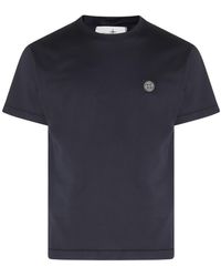 Stone Island - Blue Cotton Polo Shirt - Lyst