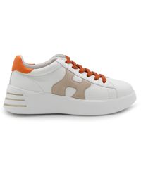 Hogan - White And Orange Leather Rebel Sneakers - Lyst