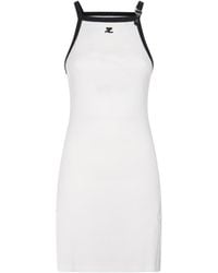 Courreges - White And Black Cotton Dress - Lyst