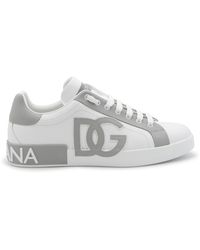 Dolce & Gabbana - White And Grey Leather Sneakers - Lyst