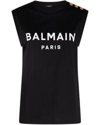 Balmain - Black And White Cotton T-shirt - Lyst