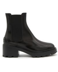 Tod's - Black Leather Ankle Boots - Lyst