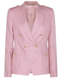 Tagliatore - Pink Linen Blazer - Lyst