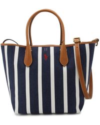 Polo Ralph Lauren - Blue And White Cotton Tote Bag - Lyst