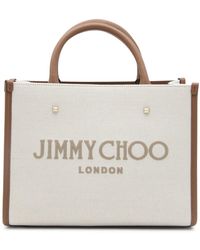 Jimmy Choo - Natural And Taupe Canvas Avenue Tote Bag - Lyst