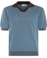Piacenza Cashmere - Blue Cotton-silk Blend Polo Shirt - Lyst