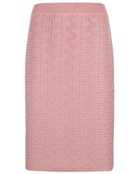 Balmain - Pink Viscose Skirt - Lyst