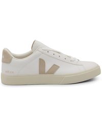 Veja - White And Beige Leather Campo Sneakers - Lyst