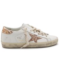 Golden Goose - White And Gold Leather Sneakers - Lyst