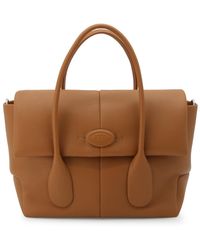 Tod's - Leather Reverse Flat Top Handle Bag - Lyst