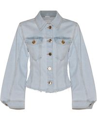 Pinko - Light Blue Cotton Denim Jacket - Lyst