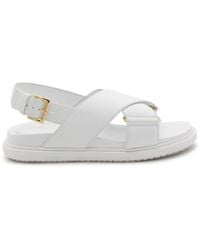 Marni - White Leather Fussbet Sandals - Lyst