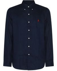 Polo Ralph Lauren - Navy Blue Linen Shirt - Lyst