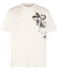 Y-3 - Cream And Black Cotton T-shirt - Lyst