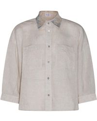 Brunello Cucinelli - Beige Linen Shirt - Lyst