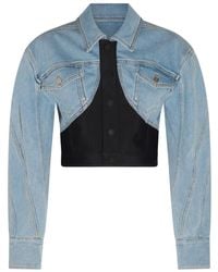 Mugler - Light Blue Cotton Denim Jacket - Lyst