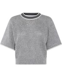 Brunello Cucinelli - Grey Linen Knitwear - Lyst