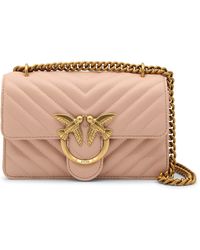 Pinko - Light Pink Leather Love Mini Icon Simply Shoulder Bag - Lyst