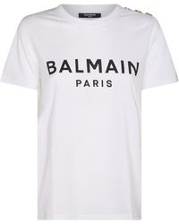 Balmain - White And Black Cotton T-shirt - Lyst