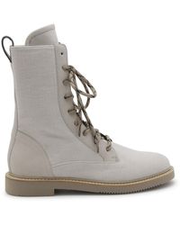 Brunello Cucinelli - Light Canvas And Suede Boots - Lyst