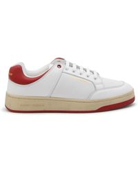 Saint Laurent - White And Red Leather Sneakers - Lyst