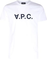 A.P.C. - White And Cotton Logo T-shirt - Lyst