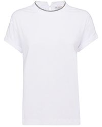 Brunello Cucinelli - White Cotton Blend T-shirt - Lyst