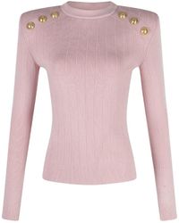 Balmain - Pink Viscose Knitwear - Lyst